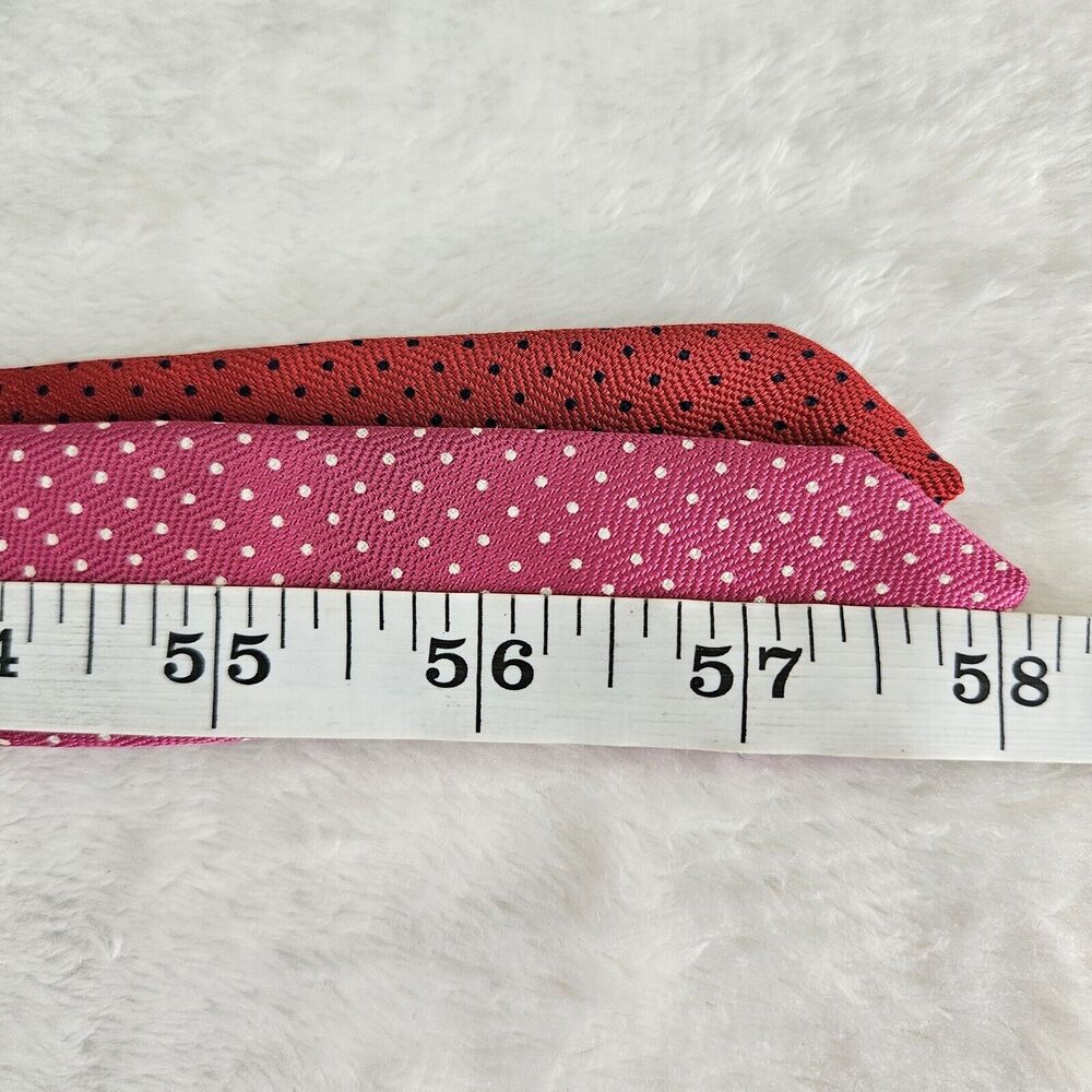 Brooks‎ Brothers Makers 100% Silk Ties Printed in Italy Lot 2 Red Pink Polka Dot - Picture 7 of 7